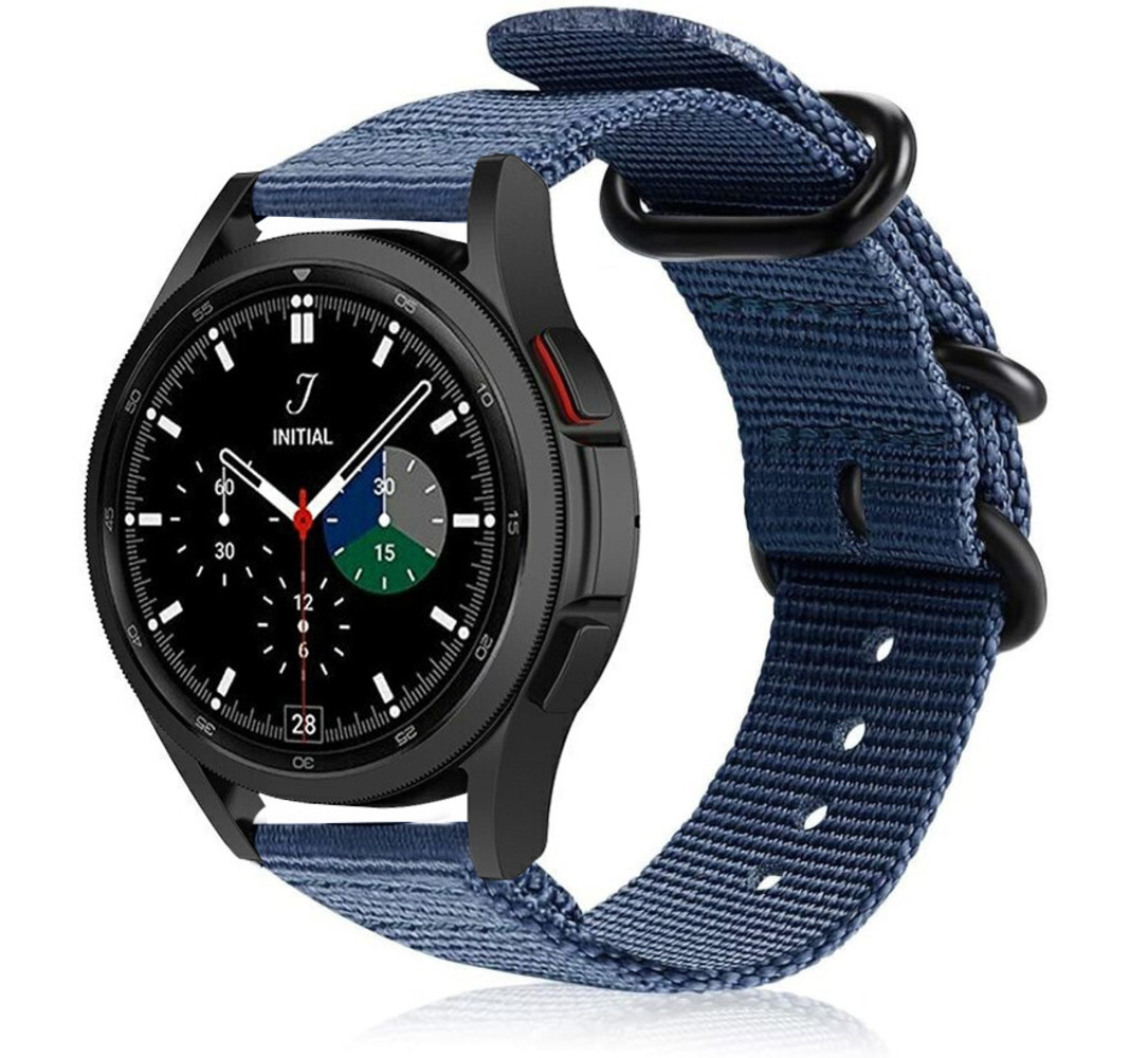 Strap-it® Strap-it Samsung Galaxy Watch 4 Classic 46mm nylon gesp band (blauw)