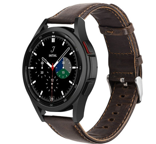 Samsung Galaxy Watch 4 Classic 46mm leren bandje donkerbruin Smartwatchbanden