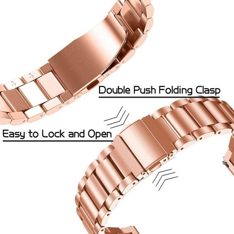 Strap-it® Strap-it Samsung Galaxy Watch 4 Classic 46mm stalen band (rosé goud)