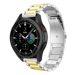 Strap-it® Samsung Galaxy Watch 4 Classic 46mm stalen band (zilver/goud)