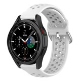 Strap-it® Samsung Galaxy Watch 4 Classic 46mm siliconen bandje met gaatjes (wit)