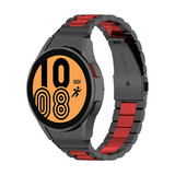 Strap-it® Samsung Galaxy Watch 4 Classic 46mm stalen schakel band (zwart/rood) Strap-it® Samsung Galaxy Watch 4 Classic 46mm stalen schakel band (zwart/rood)
