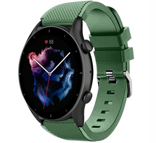 Strap-it® Strap-it Amazfit GTR 3 (Pro) siliconen bandje  (legergroen)