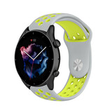 Strap-it® Amazfit GTR 3 (Pro) sport band (grijs/geel) Strap-it® Amazfit GTR 3 (Pro) sport band (grijs/geel)