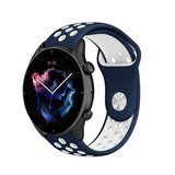 Strap-it® Amazfit GTR 3 (Pro) sport band (blauw/wit) Strap-it® Amazfit GTR 3 (Pro) sport band (blauw/wit)
