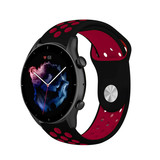 Strap-it® Amazfit GTR 3 (Pro) sport band (zwart/rood)