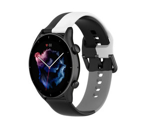 Strap-it® Amazfit GTR 3 (Pro) triple sport band (zwart-wit-grijs)