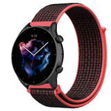 Strap-it® Amazfit GTR 3 (Pro) nylon band (zwart/koraal)