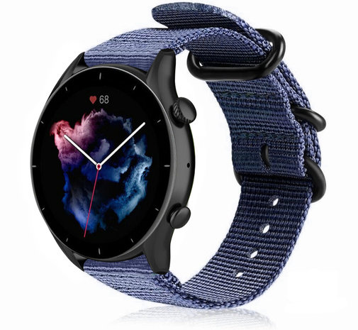 Strap-it® Strap-it Amazfit GTR 3 (Pro) nylon gesp band (blauw)