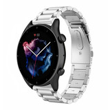 Strap-it® Amazfit GTR 3 (Pro) stalen band (zilver) Strap-it® Amazfit GTR 3 (Pro) stalen band (zilver)
