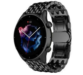 Strap-it® Amazfit GTR 3 (Pro) stalen draak band (zwart) Strap-it® Amazfit GTR 3 (Pro) stalen draak band (zwart)