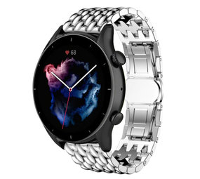 Strap-it® Amazfit GTR 3 (Pro) stalen draak band (zilver)