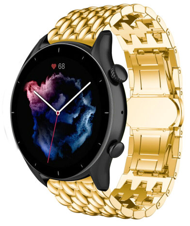 Strap-it® Strap-it Amazfit GTR 3 (Pro) stalen draak band (goud)