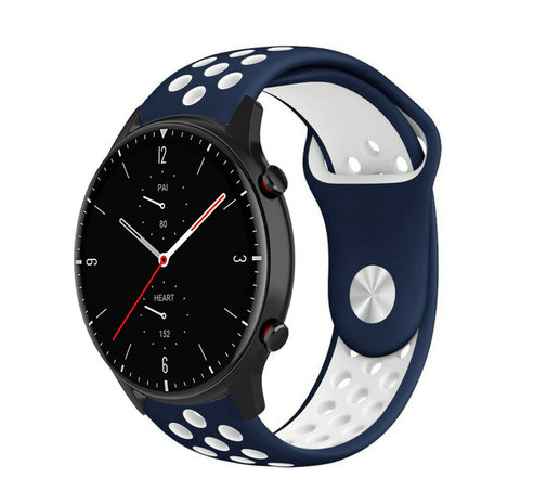 Strap-it® Strap-it Amazfit GTR 2 sport band (blauw/wit) Strap-it® Strap-it Amazfit GTR 2 sport band (blauw/wit)