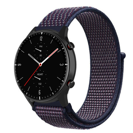 Strap-it® Strap-it Amazfit GTR 2 nylon band (paars-blauw) Strap-it® Strap-it Amazfit GTR 2 nylon band (paars-blauw)