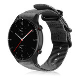 Strap-it® Amazfit GTR 2 nylon gesp band (zwart)