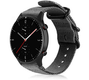 Strap-it® Amazfit GTR 2 nylon gesp band (zwart)