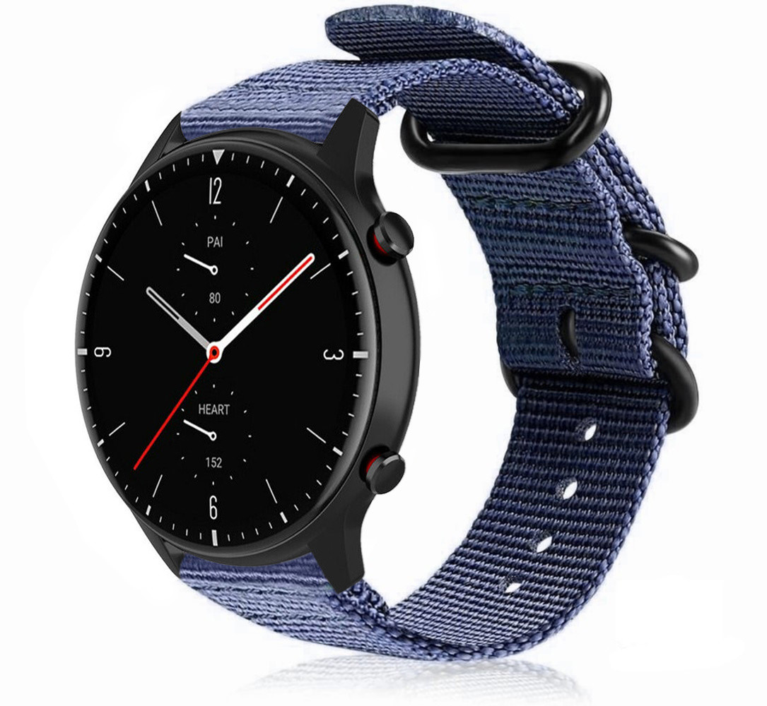 Strap-it® Strap-it Amazfit GTR 2 nylon gesp band (blauw)