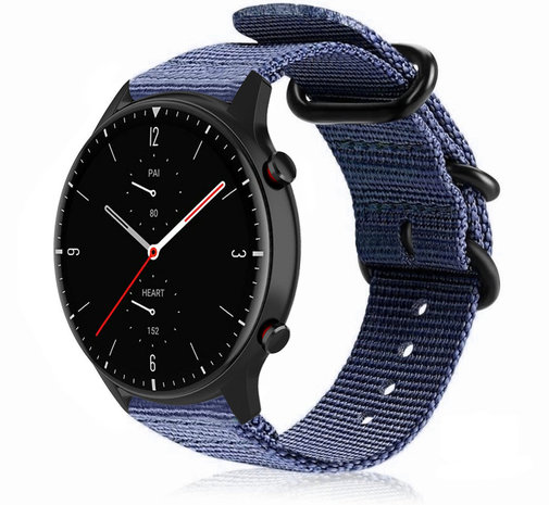 Strap-it® Strap-it Amazfit GTR 2 nylon gesp band (blauw)
