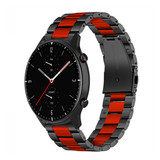 Strap-it® Amazfit GTR 2 stalen band (zwart/rood) Strap-it® Amazfit GTR 2 stalen band (zwart/rood)