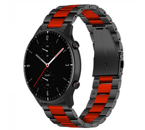 Strap-it® Amazfit GTR 2 stalen band (zwart/rood)
