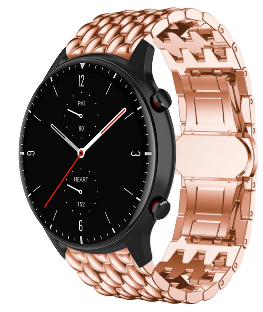 Strap-it® Strap-it Amazfit GTR 2 stalen draak band (rosé goud)