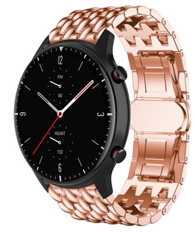 Strap-it® Strap-it Amazfit GTR 2 stalen draak band (rosé goud)
