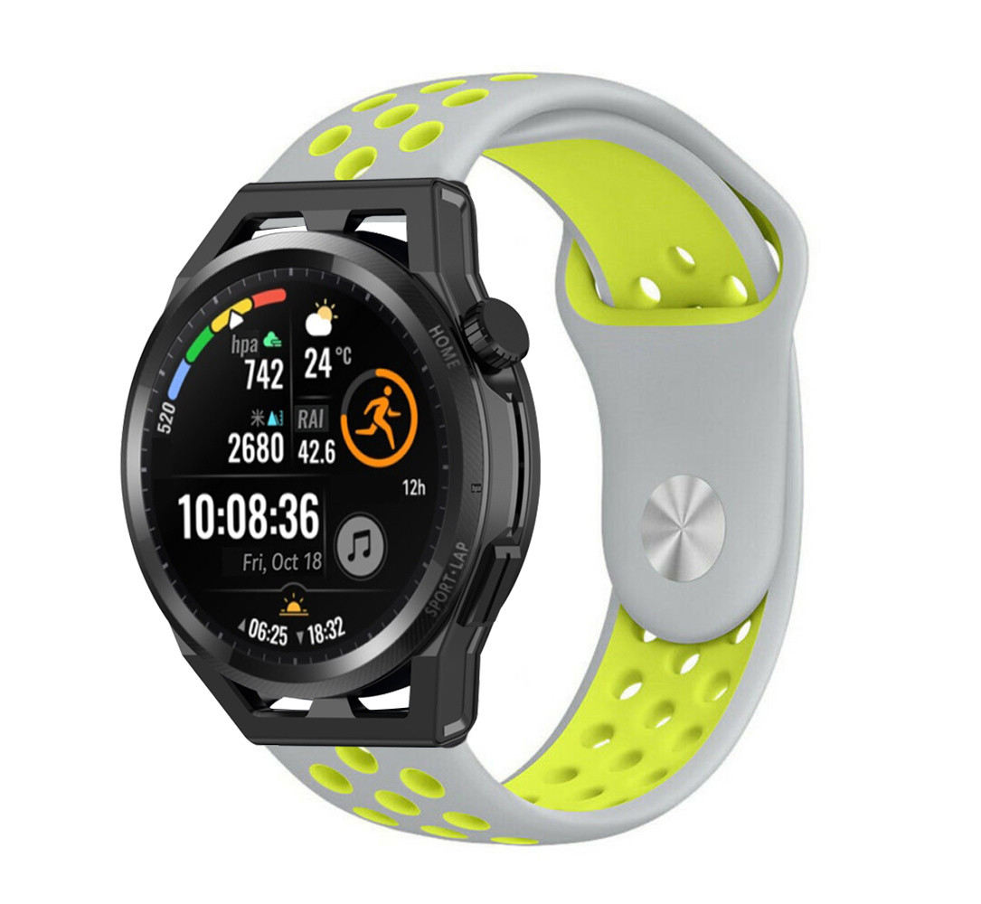 Strap-it® Strap-it Huawei Watch GT Runner sport band (grijs/geel)