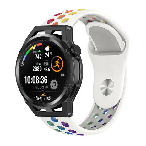 Strap-it® Strap-it Huawei Watch GT Runner sport band (wit kleurrijk) Strap-it® Strap-it Huawei Watch GT Runner sport band (wit kleurrijk)
