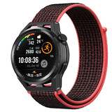 Strap-it® Huawei Watch GT Runner nylon band (zwart/koraal)