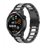 Strap-it® Huawei Watch GT Runner stalen band (zwart/zilver)