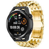 Strap-it® Huawei Watch GT Runner stalen draak band (goud)
