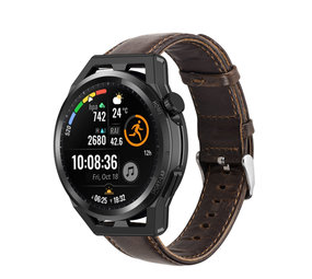 Strap-it® Huawei Watch GT Runner leren band (donkerbruin) Strap-it® Huawei Watch GT Runner leren band (donkerbruin)