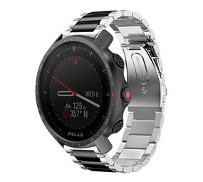 Strap-it® Polar Grit X Pro stalen band (zilver/zwart)