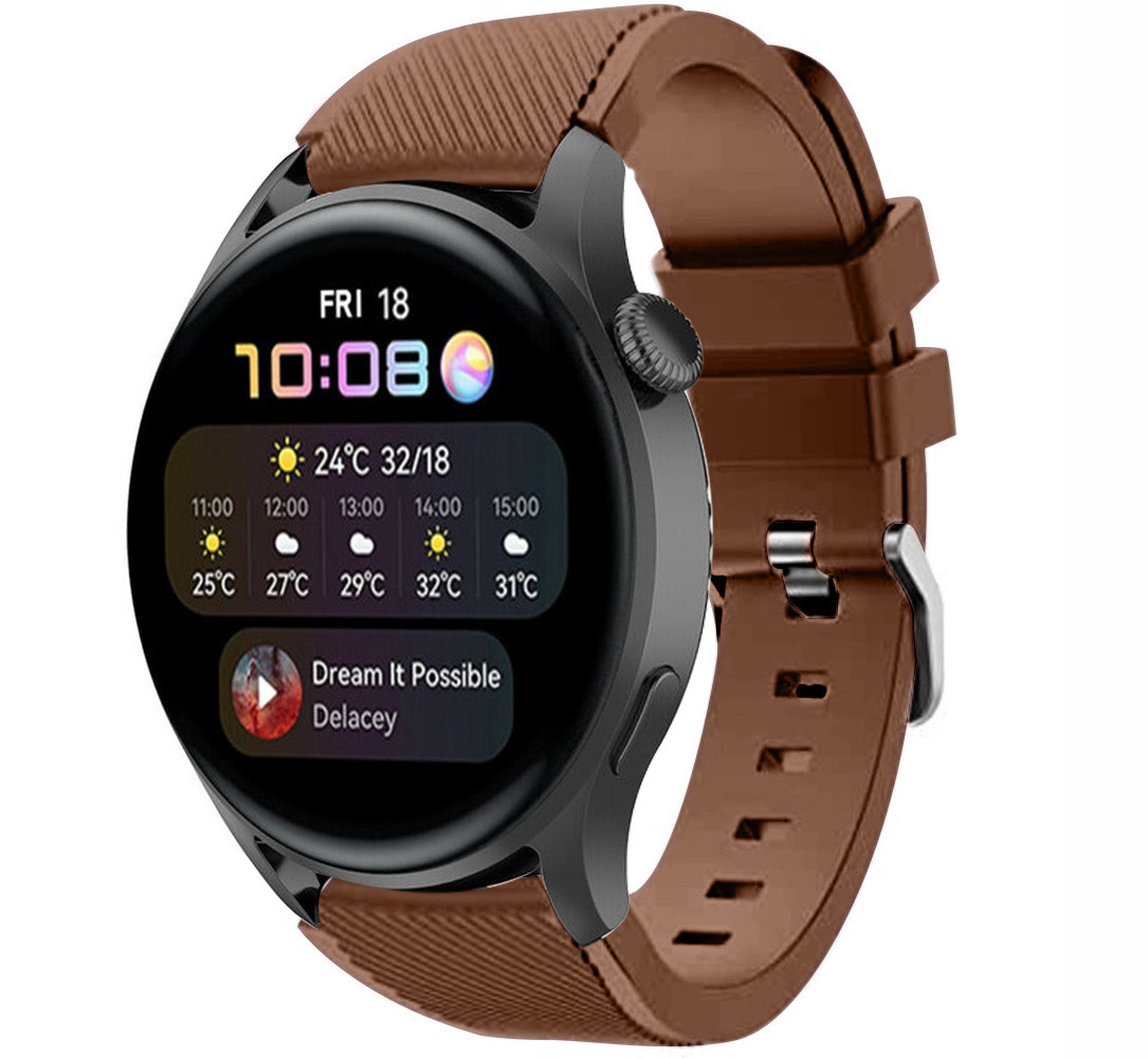 Strap-it® Strap-it Huawei Watch 3 (Pro) siliconen bandje (koffiebruin)