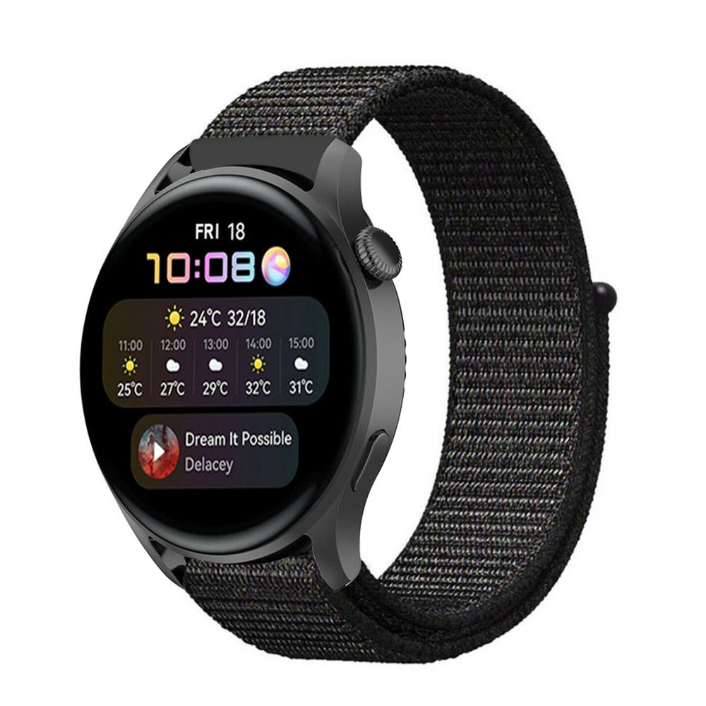 Strap-it® Strap-it Huawei Watch 3 (Pro) nylon band (zwart) Strap-it® Strap-it Huawei Watch 3 (Pro) nylon band (zwart)
