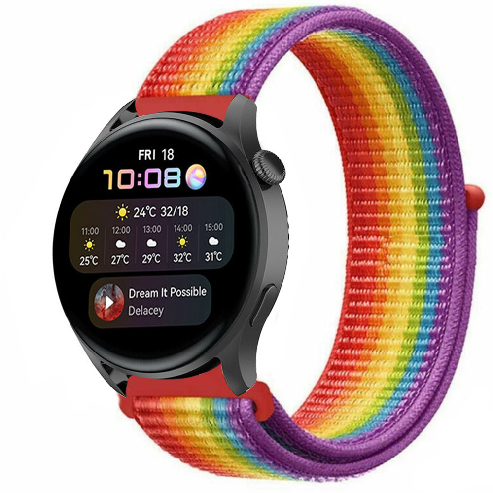 Strap-it® Strap-it Huawei Watch 3 (Pro) nylon band (regenboog) Strap-it® Strap-it Huawei Watch 3 (Pro) nylon band (regenboog)