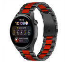 Strap-it® Strap-it Huawei Watch 3 (Pro) stalen band (zwart/rood)