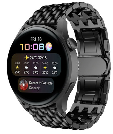 Strap-it® Strap-it Huawei Watch 3 (Pro) stalen draak band (zwart)