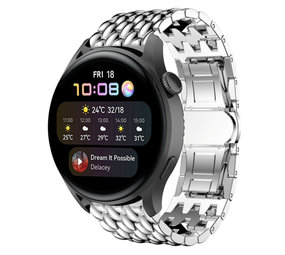 Strap-it® Huawei Watch 3 (Pro) stalen draak band (zilver) Strap-it® Huawei Watch 3 (Pro) stalen draak band (zilver)