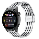 Strap-it® Huawei Watch 3 (Pro) roestvrij stalen band (zilver/zwart)