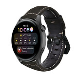 Strap-it® Huawei Watch 3 (Pro) leren band (zwart)