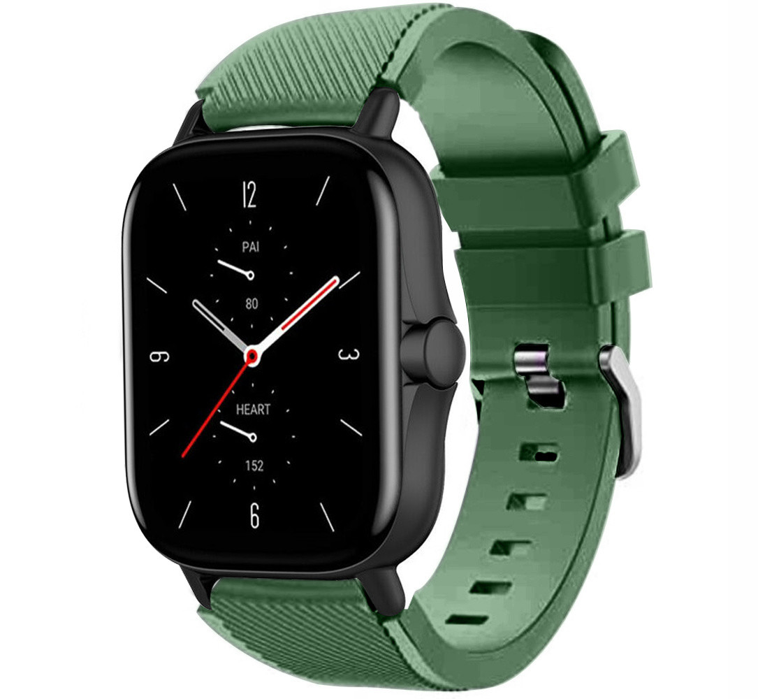 Strap-it® Strap-it Amazfit GTS 2 siliconen bandje (legergroen)