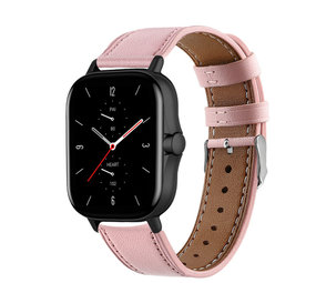 Strap-it® Amazfit GTS 2 bandje leer (roze) Strap-it® Amazfit GTS 2 bandje leer (roze)