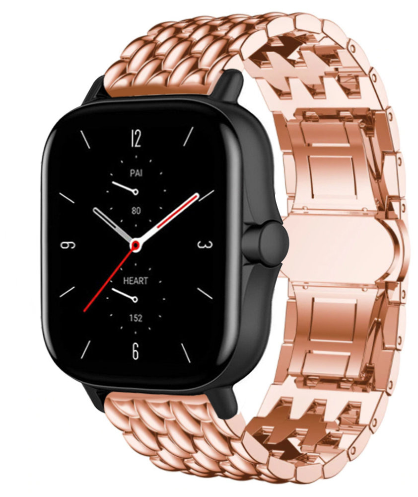 Strap-it® Strap-it Amazfit GTS 2 stalen draak band (rosé goud)