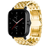 Strap-it® Amazfit GTS 2 stalen draak band (goud)