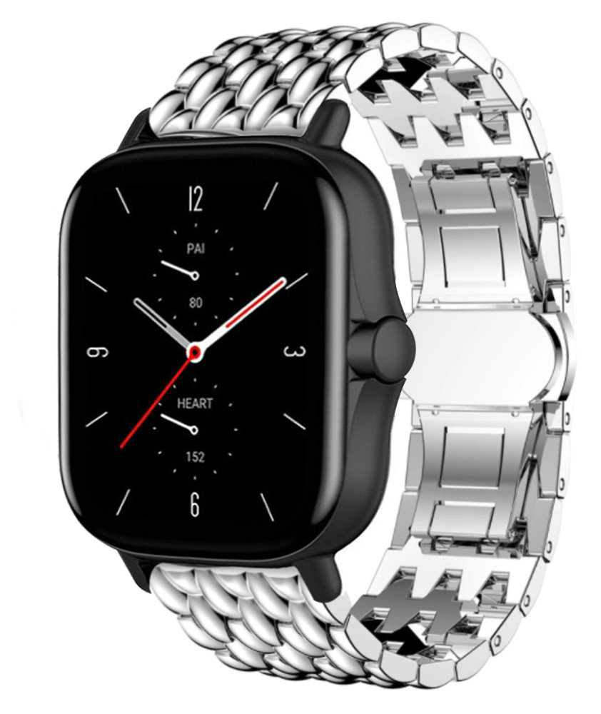 Strap-it® Strap-it Amazfit GTS 2 stalen draak band (zilver) Strap-it® Strap-it Amazfit GTS 2 stalen draak band (zilver)