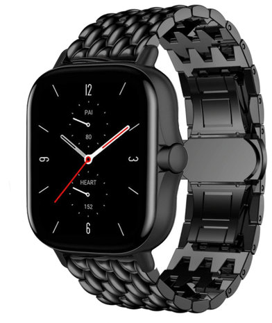 Strap-it® Strap-it Amazfit GTS 2 stalen draak band (zwart)