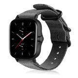 Strap-it® Amazfit GTS 2 nylon gesp band (zwart)