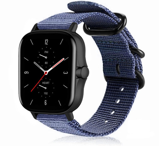 Strap-it® Strap-it Amazfit GTS 2 nylon gesp band (blauw) Strap-it® Strap-it Amazfit GTS 2 nylon gesp band (blauw)